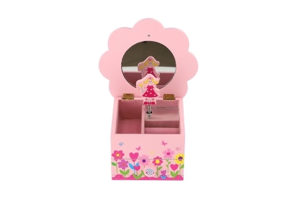 Ormarić za nakit Princess drvena glazbena cvjetna ladica 14,5x8x14,5cm