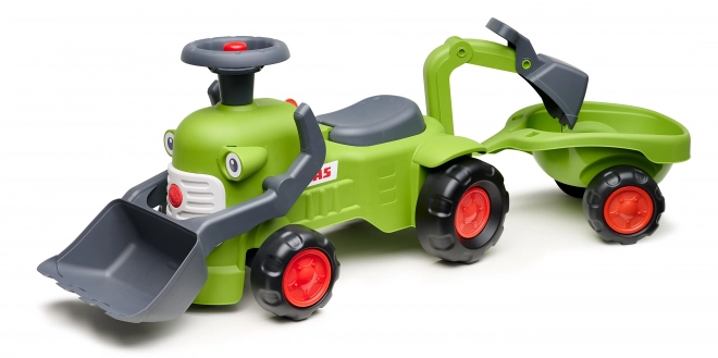 Vozeći traktor Claas s prikolicom, utovarivačem i lopatom