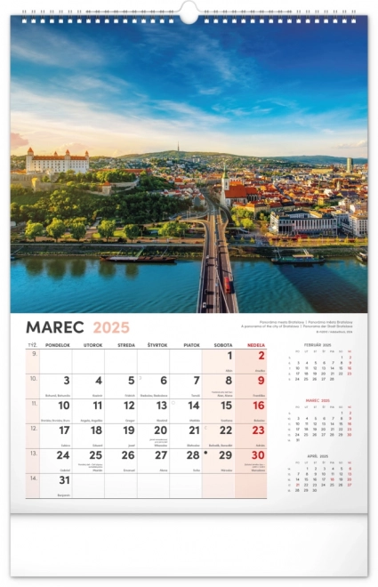 Zidni kalendar Naše Slovačka 2025, 33 × 46 cm