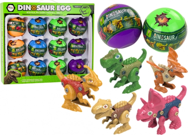 Set jaja dinosaura za vijčanje, 12 kom, raznobojno