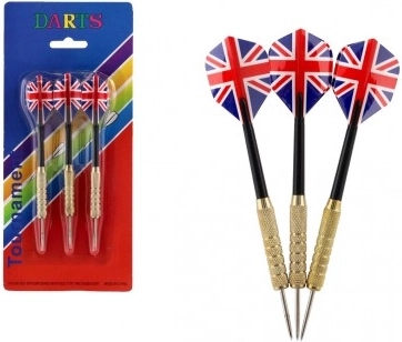 Set bacačkih pikada s metalnim vrhovima i Union Jack perima