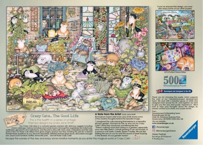 Ravensburger puzzle Lude mačke: Mačji život 500 dijelova