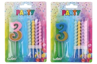 Party svijeća broj 3 s dodatnim svijećama