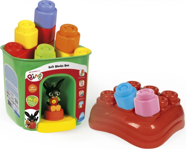 Mekane građevne kocke Soft Clemmy s poklopcem i figuricom BING – 15 kom