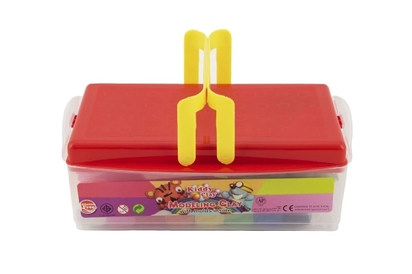 Modelina/Plastelina NARA 430g 8 kom sa kalupima 10 kom s valjkom s dodacima u plast. kutiji 21x12x8cm