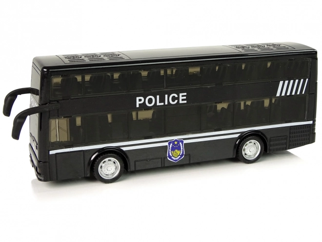 Policijski dvokatni crni autobus s pogonom na trenje