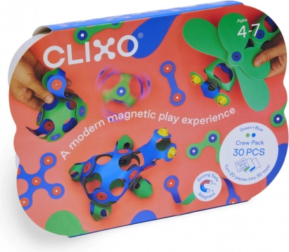 Magnetski blokovi Clixo Crew pack, zelena i plava