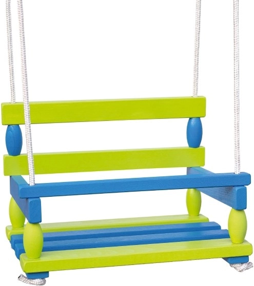 Drvena dječja ljuljačka 40 × 30 cm, nosivost 80 kg – Plavo-zelena