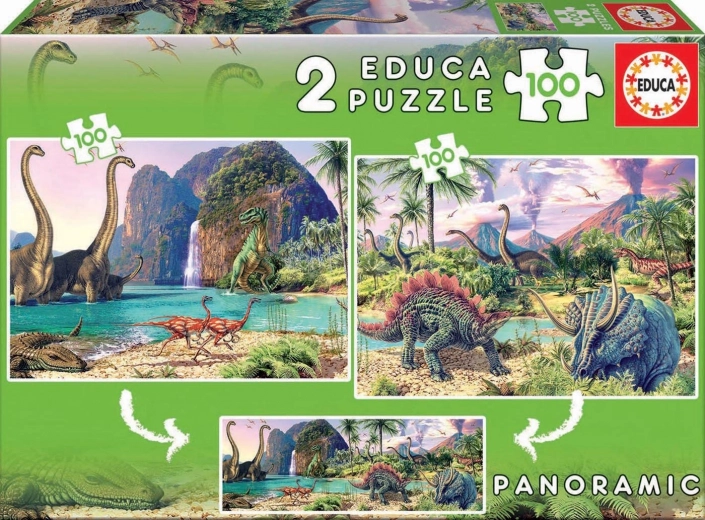 panoramska puzzle dinosauruski svijet 2×100 dijelova