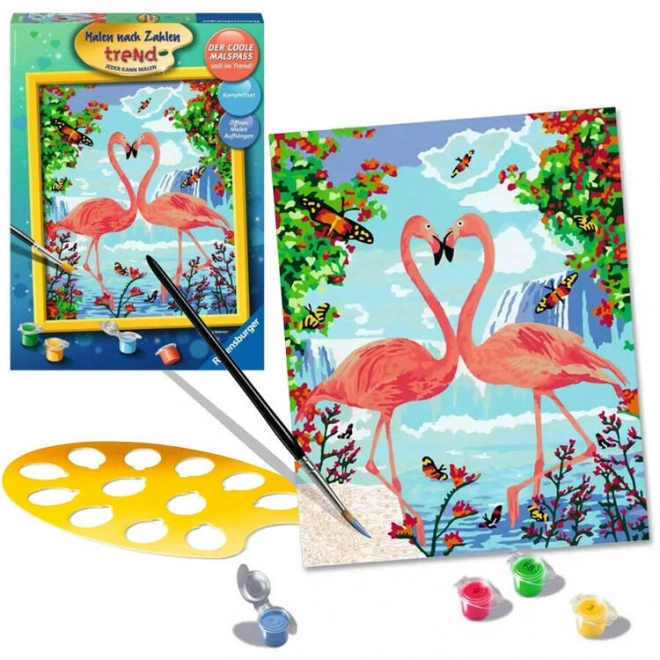 Slikanje po brojevima - Zaljubljeni flamingosi