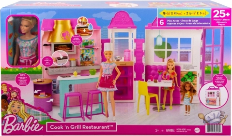 Barbie restoran – igraći set s priborom i lutkom