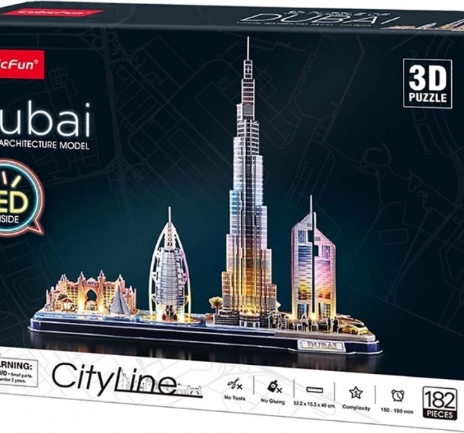 Svjetleća 3D puzzle panorama Dubai CityLine od CUBICFUN, 182 dijelova