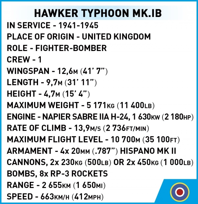 Kocke Hawker Typhoon Mk.1B