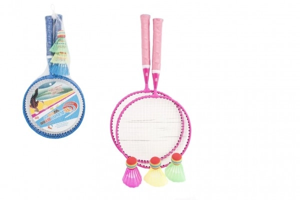 Badminton set dječji metal/plastika 2 rekete + 3 loptice 2 boje u mrežici 23x45x6cm