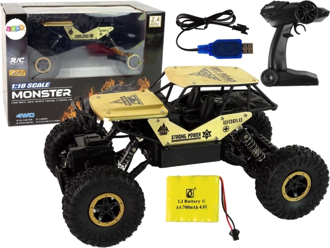 RC terenac 1:18 crno‑zlatni s visokim kotačima