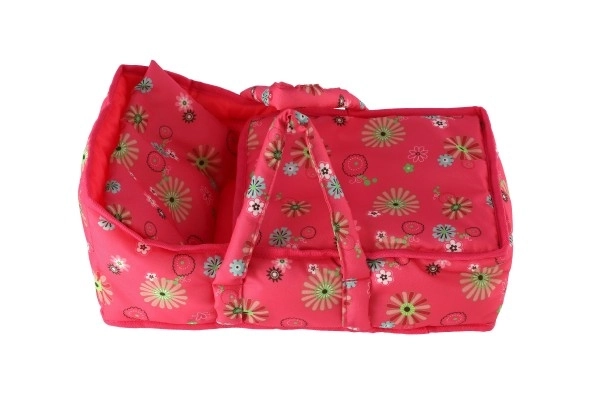 Tkaninska prijenosna nosiljka za lutke Pink Floral 21x40x18 cm