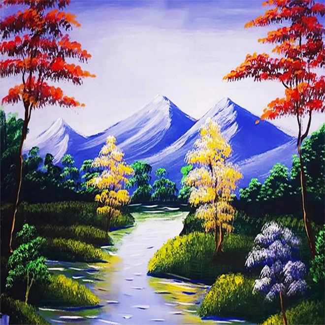 Dijamantno slikanje Planinski potok 30x40 cm