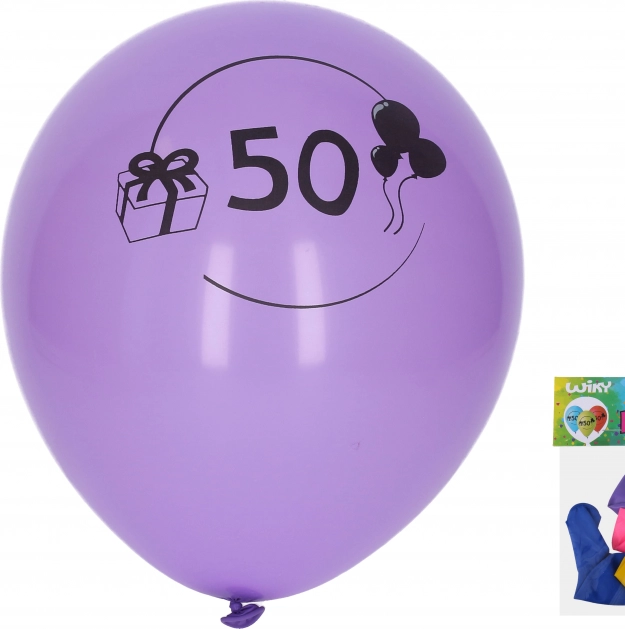 Baloni 30 cm s brojem 50, miks boja – set 5 kom