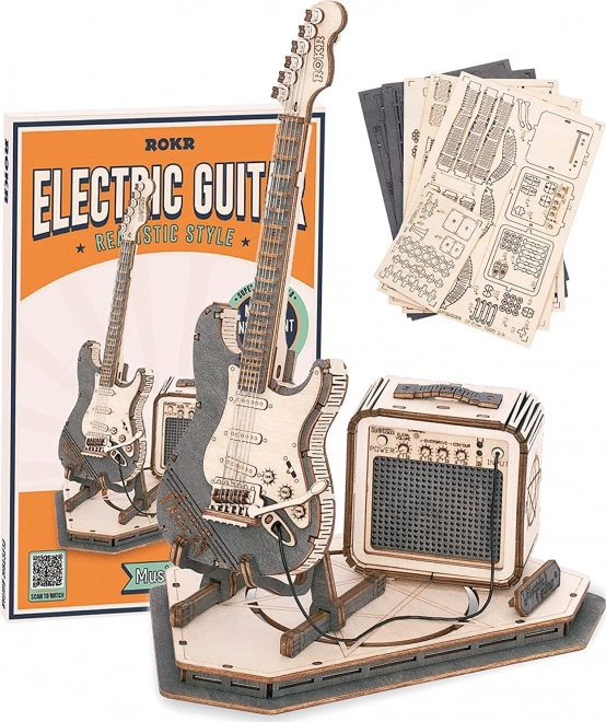RoboTime drveni 3D puzzle - Električna gitara