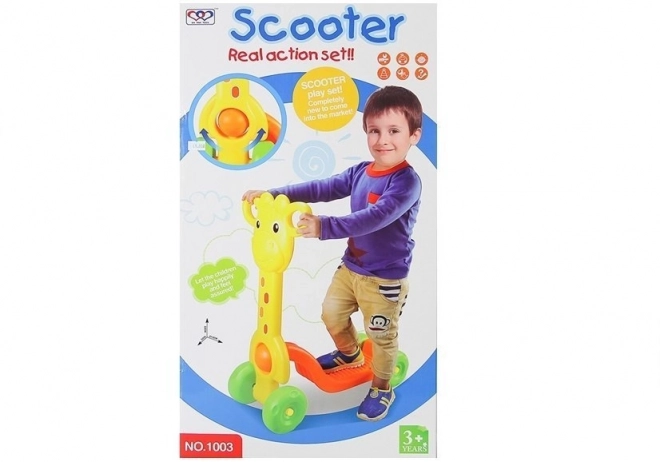 Dječji romobil 4 kotača žirafa žuta