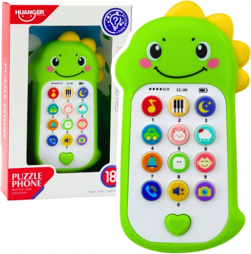 Interaktivni dječji telefon dinosaur zelene boje