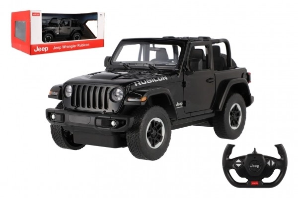 Auto RC Jeep Wrangler Rubicon crna plastika 29cm 2,4GHz na dalj. upr. na baterije u kutiji 44x19x26cm