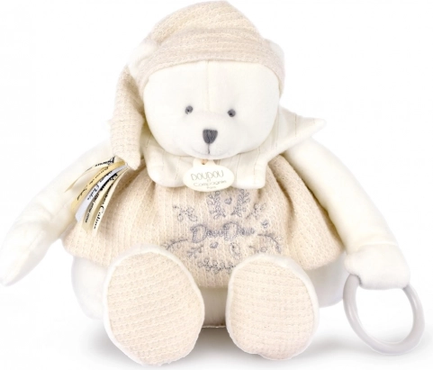 Doudou plišani polarni medo sa vrpcama 30 cm bež