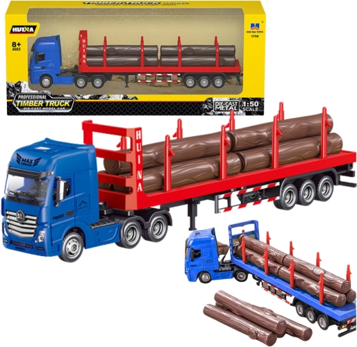 Metalni kamion za drvo Huina 1:50 crveni
