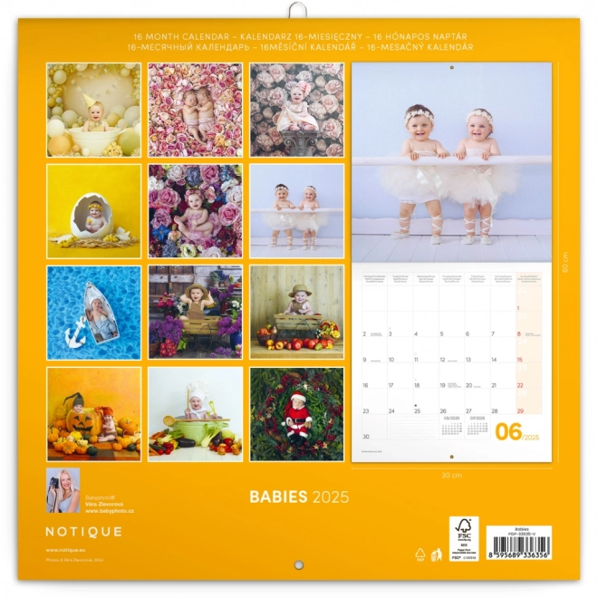 Zidni kalendar Babies – Věra Zlevorová 2025, 30 × 30 cm