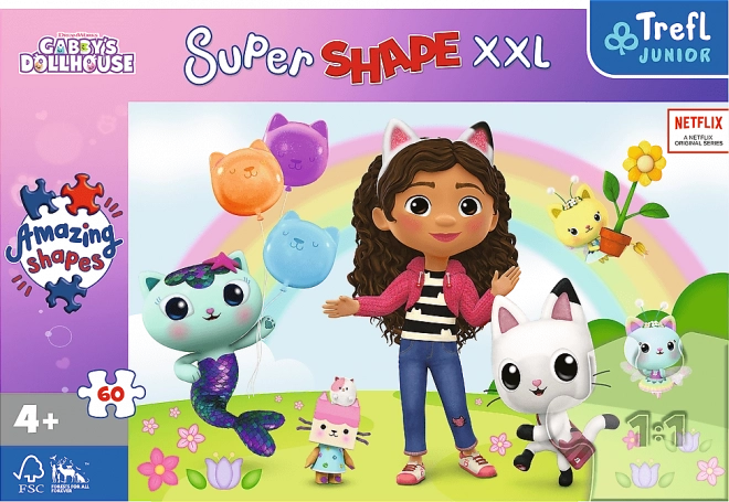 Puzzle Sretni prijatelji Gabby 60 XL Super Shape 60x40cm u kutiji 33x23x6cm
