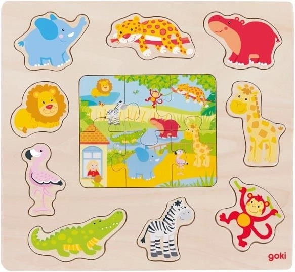 Drvena umetaljka i puzzle Životinje iz zoološkog vrta
