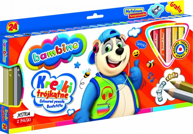 Trokutaste bojice s rezačem Bambino - 24 komada