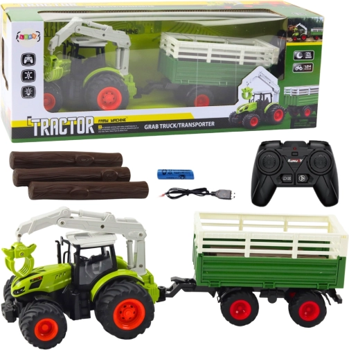 Zabavni RC traktor s prikolicom i hvataljkom za djecu