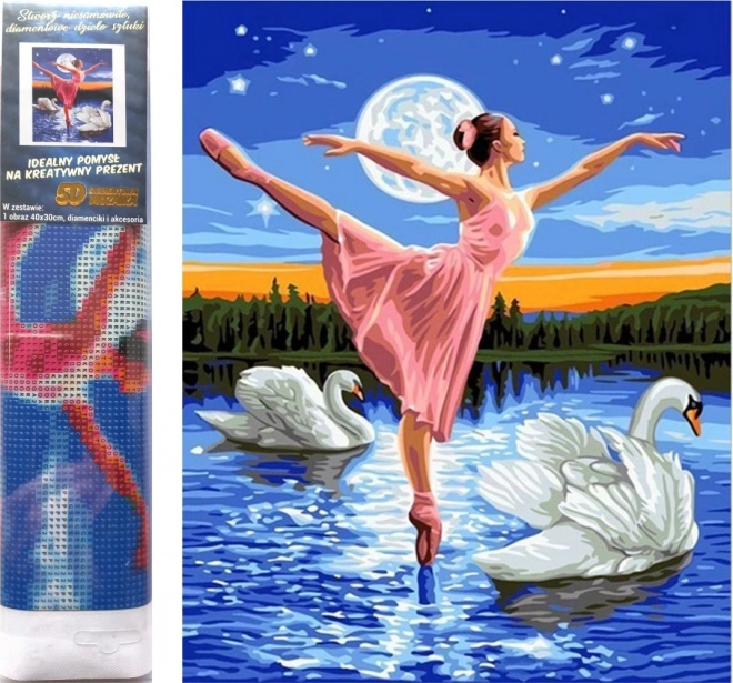Dijamantno slikanje Baletna plesačica među labudovima 30x40 cm