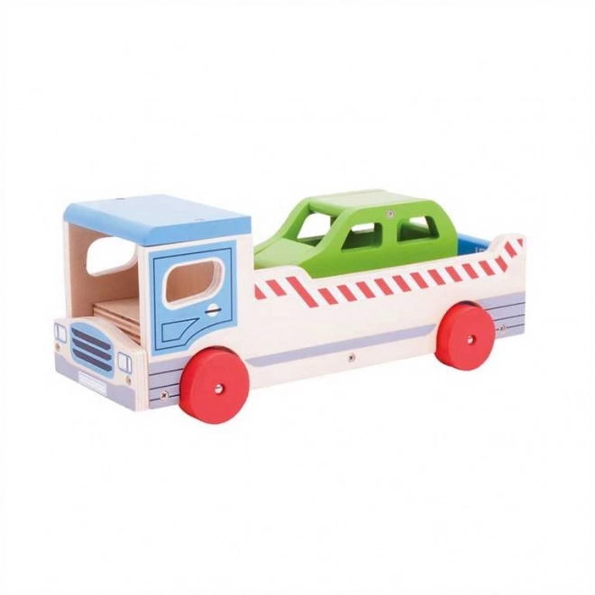 Bigjigs Toys Drveni kamion s osobnim automobilom