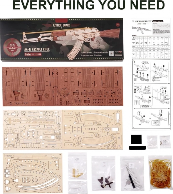 RoboTime 3D Drvene mehaničke slagalice Napadačka puška AK-47