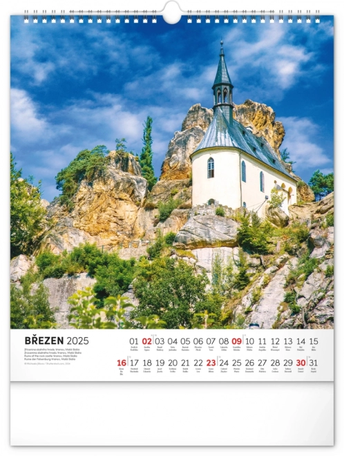 NOTIQUE Zidni kalendar Češka republika 2025, 30 x 34 cm