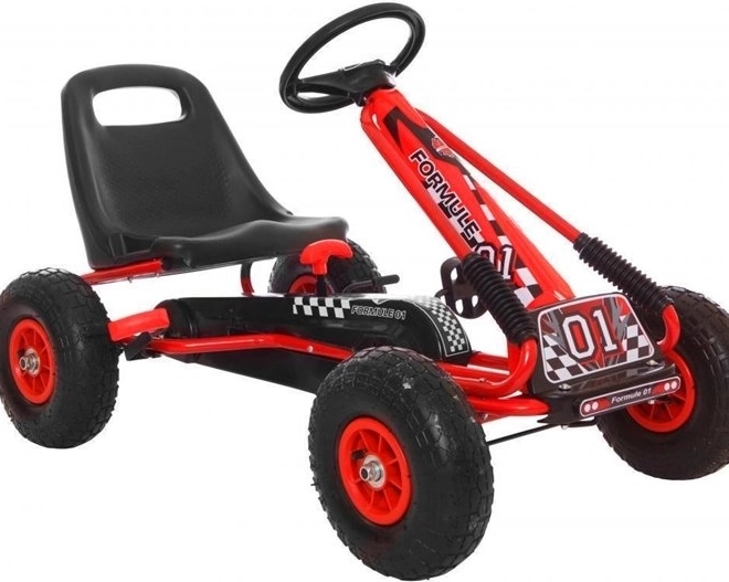 Karting na pedale s pneumatskim gumama + Podesivo sjedalo – Crvena