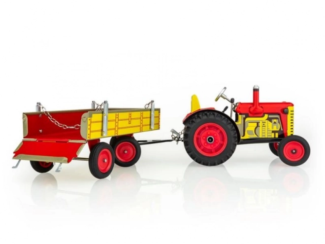 Traktor Zetor s prikolicom crveni na ključ metal 28cm Kovap u kutiji