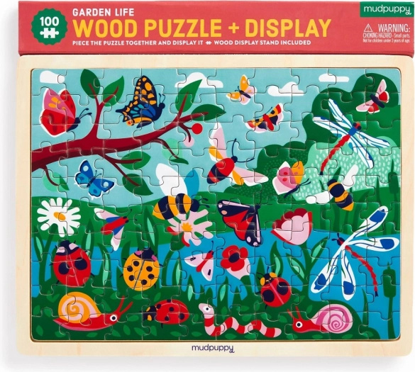 Drvene puzzle MUDPUPPY – život u vrtu, 100 dijelova