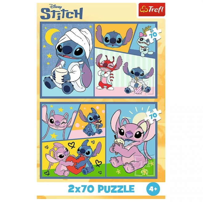 Puzzle 2x70 - Disney Lilo i Stitch - Bez dosade sa Stitchem