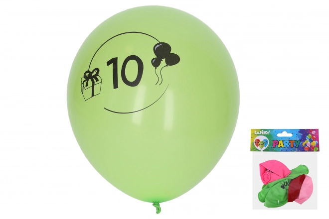 Balon na napuhavanje 30 cm s brojem 10 - komplet od 5 komada