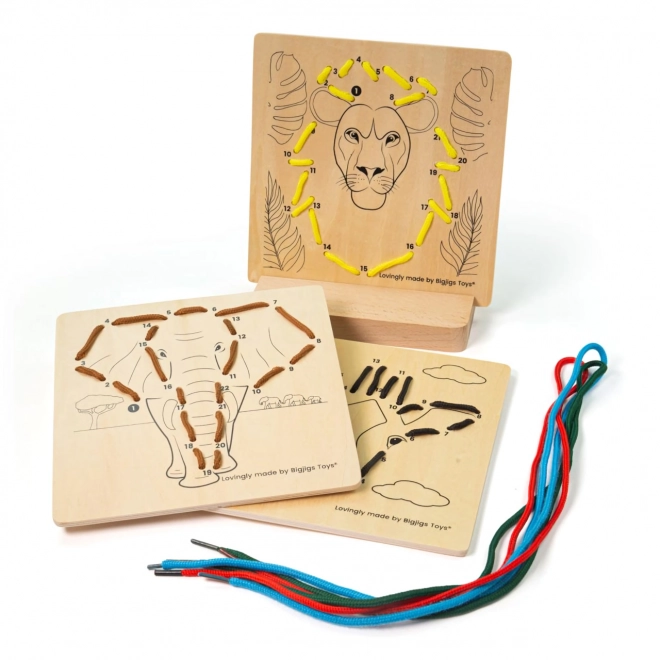 Bigjigs Toys Provlačenje prema brojevima Divlje životinje