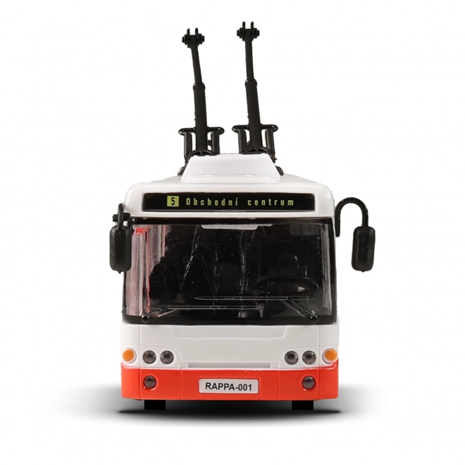Trolejbus češki govoreći plastika 29cm crveni slobodan pogon na bat. sa svjetlom i zvukom u pak. 33x11x10cm