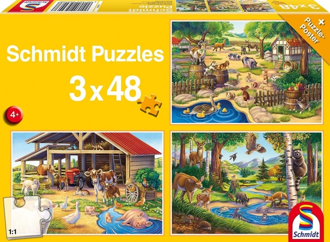 Puzzle Moje omiljene životinje 3x48 dijelova
