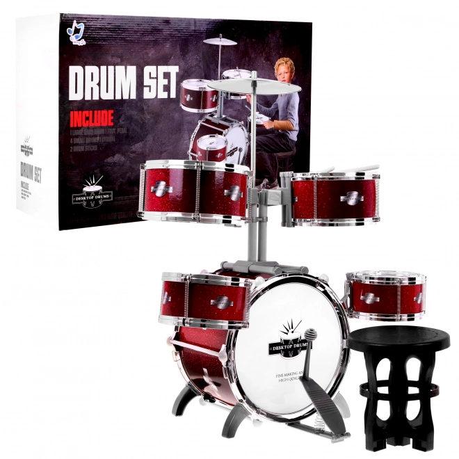 Dječji bubnjevi set - 5 bubnjeva + Stolica + Činele + 2 palice