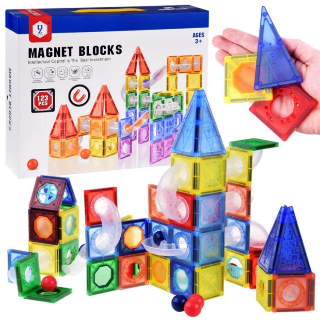 Magnetski građevinski set s kugličnom stazom ZA4719 - 123 dijelova