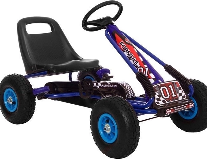 Karting na pedale s pneumatskim gumama + Podesivo sjedalo – Plava