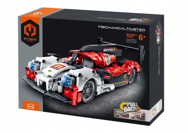 Komplet IamMaster trkaći auto plastika 472 dijelova na povratno navijanje u kutiji 31x23x6,5cm