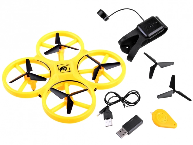 Dron upravljan gestama rukama + daljinsko upravljanje Kvadrakopter RC0573 – Žuta